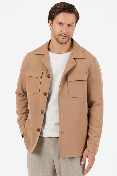 Frappoli Viana Men's Dark Mink Overshirt Lycra Sports Jacket