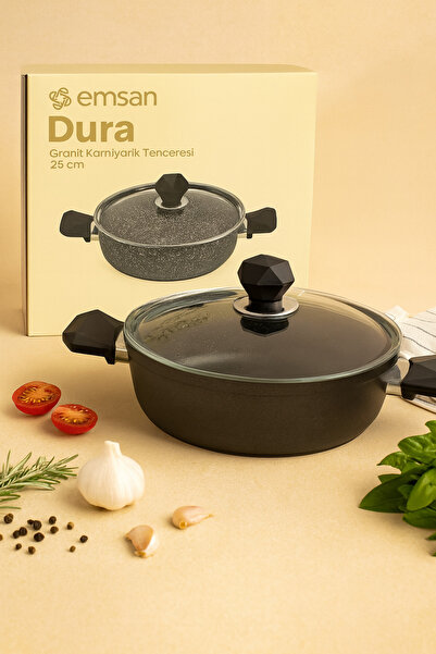 KAMPANYALI Emsan Dura Serisi 26 cm Kristal Döküm Basık Tencere – Yapışmaz Yüz...