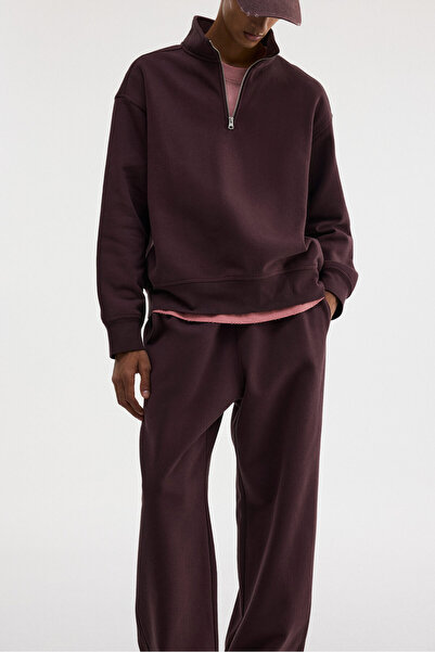 H&M Loose Fit Yarım Fermuarlı Sweatshirt
