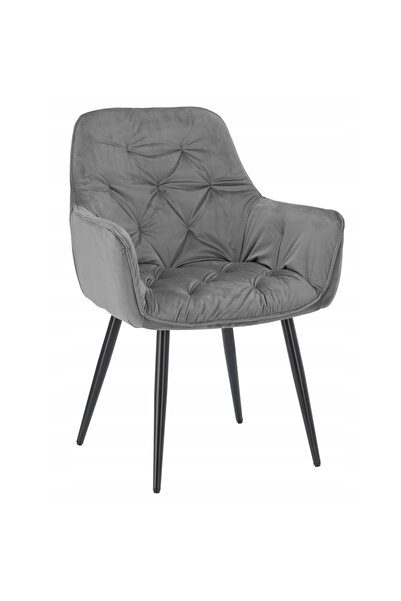 Optim Solution Velvet upholstered armchair with high back and stitched design, 55x60x89 cm, grey