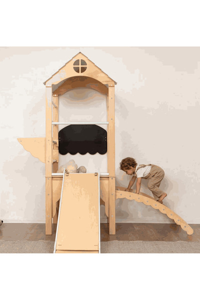 Home Decor Mini Indoor Tower with Swedish Ladder, Slide, and bars