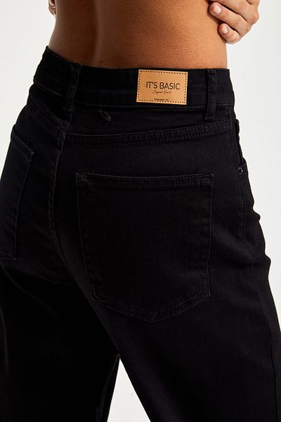 its basic Women's Black Color 1W5-1 Straight Fit Lycra Flexible Fabric Inner Size 80cm High Waist Denim Jean