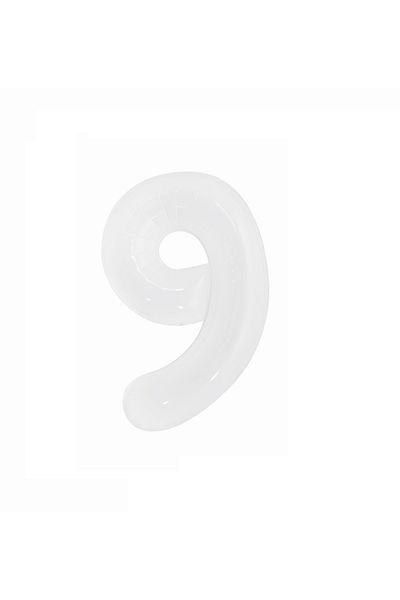 SDX Market Metallic foil balloon, Number 9, 100 cm, White