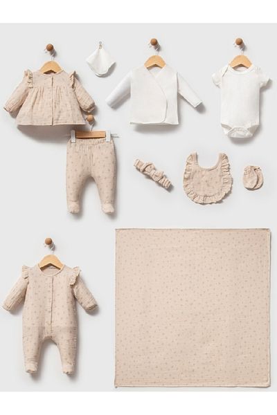 LOVE MAXX Organic Cotton Baby Girl Floral Patterned Ruffle Set of 10 Hospital Release Newborn 0-3Months