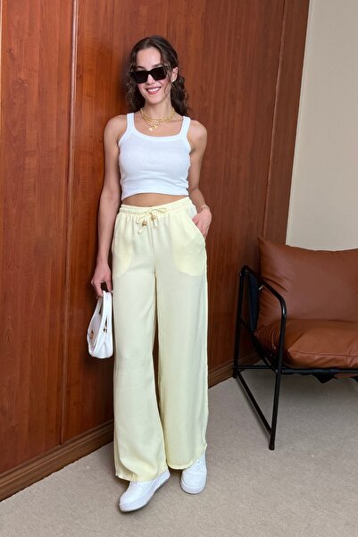 Butik Modana Keten Bağcıklı Pantolon