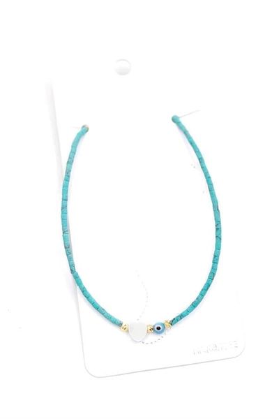 PRATİKOBA Afghan Bead Anklet - Water Green