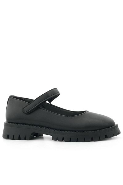 Rakerplus Black Matte Velcro Thick Soled Girls' School Shoes