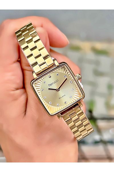 Ferrucci Women's Wristwatch Square Model Steel Cord Waterproof Bracelet Gift