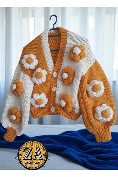ZAHandmade Daisy Hand Knitted Cardigan
