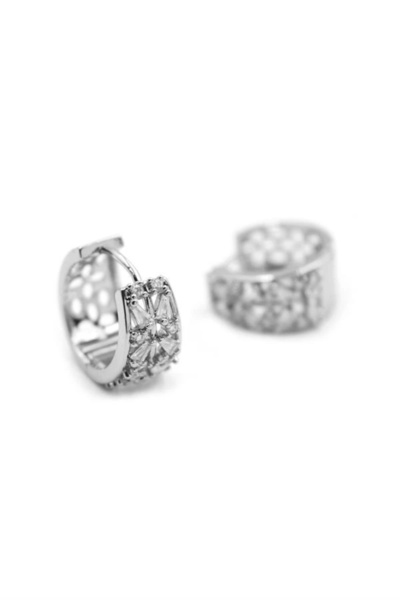 PRATİKOBA Jewelled Hoop Earrings - Silver