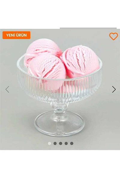 ORTAKÖY CENNETİ Origami Line Model 4 Pieces Ice Cream Presentation Cookie Footed Bowl 260 Cc Quality Glass Product