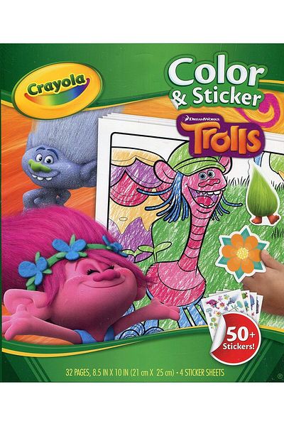 Crayola Art Supplies, Color & Sticker, 32 Pages, 52+ Stickers - Trolls