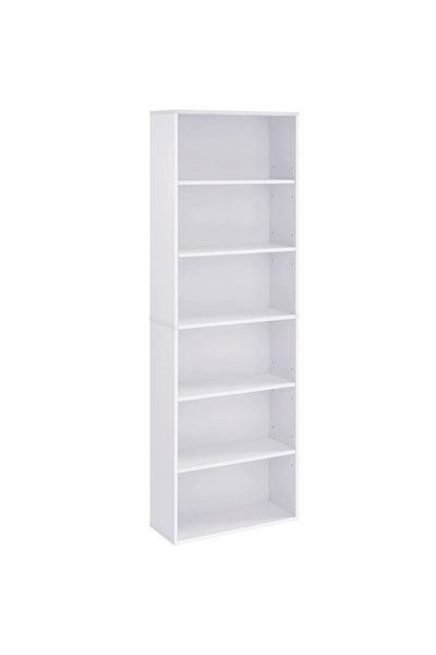 VASAGLE 6-Shelf Bookcase, Scandinavian Style, Adjustable Shelves, Chipboard, 60x24x179 cm, White