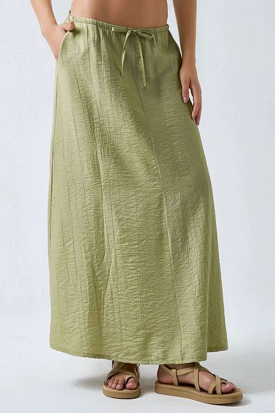 Hiccup High Waist Textured Long Skirt