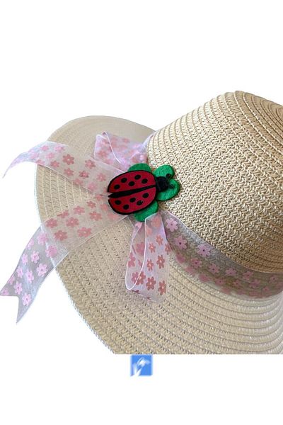 Kardelen Butik Denizli Plain Luxury Straw Girl's Hat (Age 3-7)