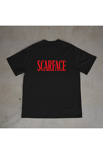 urbvn تي شيرت أسود كبير الحجم مطبوع بتصميم Scarface