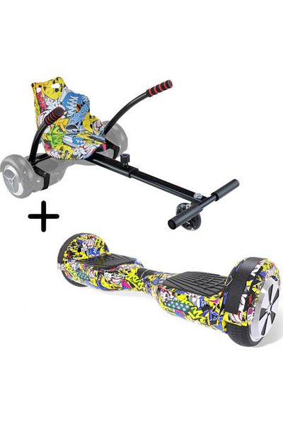 EMATTERIO 6.5 Inch Electric Hoverboard, Bluetooth, Remote Control, 15 km/h + Adjustable Drift Seat - 6.5-10 inch