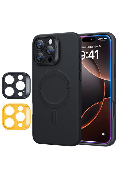 ESR Carcasă moale Cloud + grile pentru cameră SET pentru Apple iPhone 16 Pro Max, MagSafe, Negru