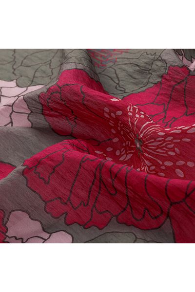 ipekevi Cherry Gray Hydrangea Basket Scarf