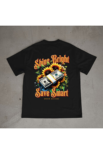 urbvn Smart Design Printed Black Oversize T-Shirt