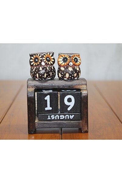 Store Ahşap Baykuş Takvim 10*7 Cm