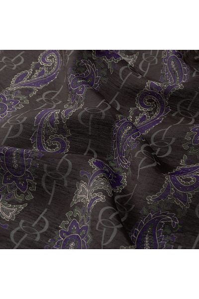 ipekevi Smoked Purple Monogram Patterned Scarf