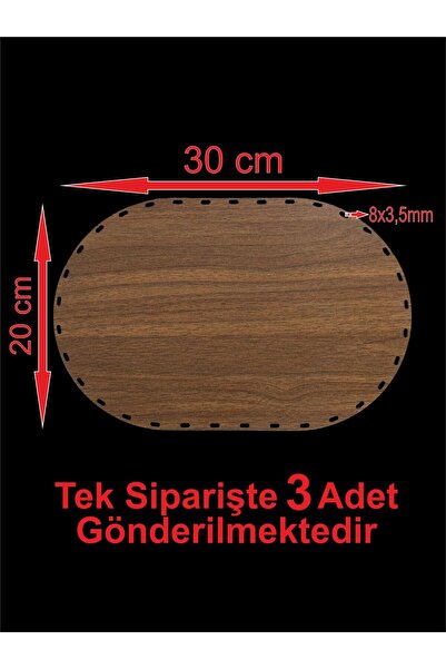 ASUDE HEDİYELİK Ahşap Ceviz 30x20 Cm 3 Adet Raddan Sepet Bambu Tepsi Altı Örg...