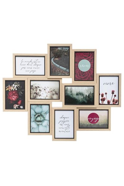 Atmosphera Créateur D'intérieur Atmosphera Kyle photo frame with 10 places, MDF and glass, 58x49 cm, wood
