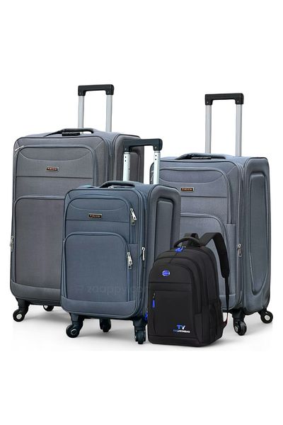 ZAAPPY Soft Material (20/24/28 Inch) Luggage - Stylish Backpack Combo Grey