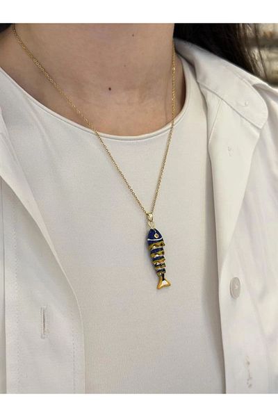 PRATİKOBA Fish Necklace - Blue
