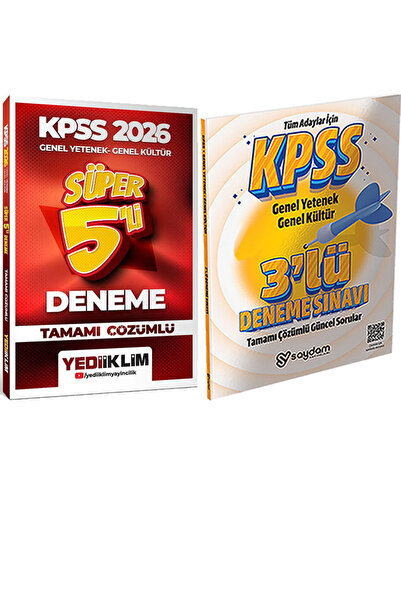 Yediiklim Yayınları 2026 KPSS Tamamı Çözümlü Süper 5li Deneme - 3 Deneme