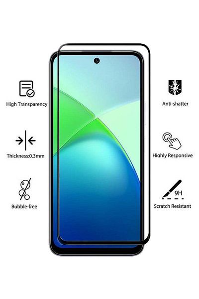 Generic واقي شاشة من زجاج مقسّى مضاد للخدش عالي الجودة لهاتف Infinix Smart 10 - عبوة من قطعتين - أسود