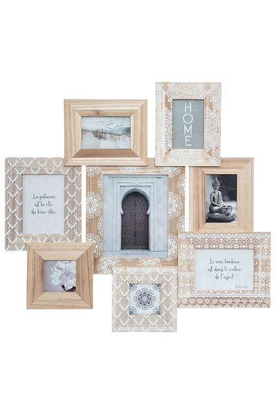Atmosphera Créateur D'intérieur Atmosphera Emile photo frame with 8 wooden frames, 76x73 cm, beige
