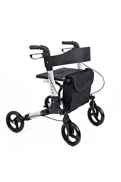 Medikalbirlik Lüx Frenli Rolatör Tekerlekli Hasta Yürüteci oturaklı baston Katlanabilir sepetli