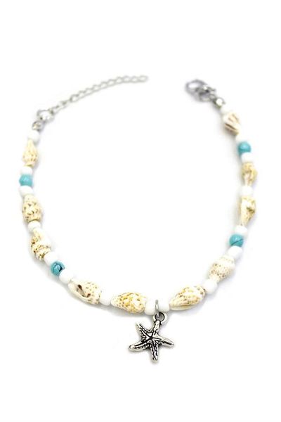 PRATİKOBA Sea shell anklet - turquoise