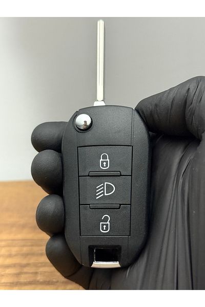 Luxe Aksesuarr Peugeot (301-308-208-508-3008-5008) 3 Button Key Control Cup with Headlight