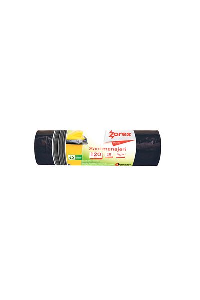 ZOREX Basic garbage bags, 120L, black, 10 pcs/roll