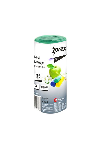 ZOREX Saci menajeri Pro, parfum Mar, 35L, verde, 30 buc/rola