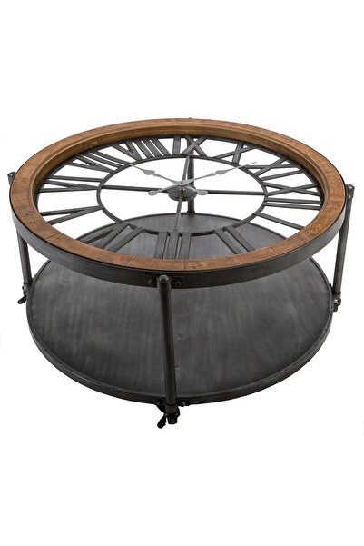 Atmosphera Créateur D'intérieur Masă de cafea rotundă Atmosphera Baris Chrono cu blat tip ceas, 95x47 cm, neagră