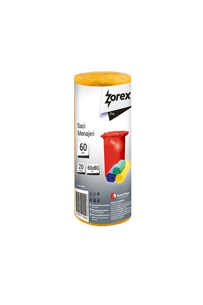 ZOREX Pro garbage bags, 60L, yellow, 20 pcs/roll