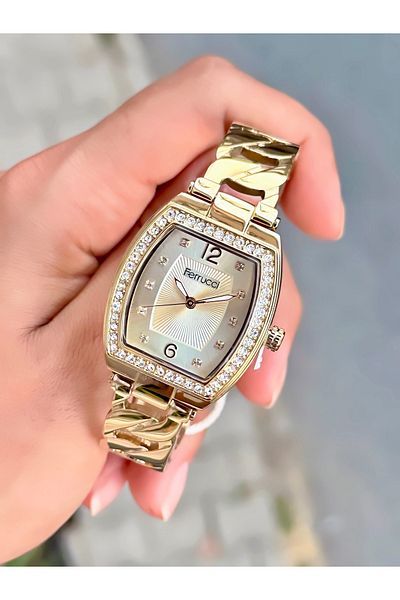 Ferrucci Women's Wristwatch Stone Model Chain Cord Waterproof Design Watch