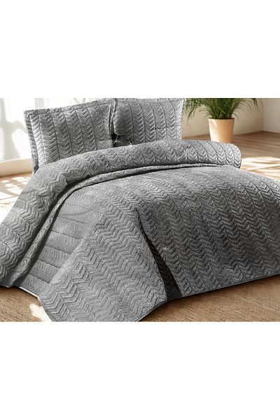 TekStilize Velvet Double Bedspread with Pillowcase 250X260