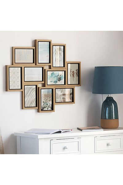Atmosphera Créateur D'intérieur Atmosphera Kyle photo frame with 10 places, MDF and glass, 58x49 cm, wood