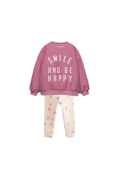 Pinkitokids Smile and Be Happy Girl's Sweatshirt and Leggings Set