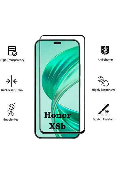 Generic Honor X8b Screen Protector - Edge to Edge Tempered Glass Screen Protector Black,