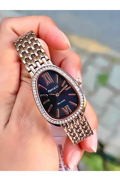 Ferrucci Women's Wristwatch Stone Model Steel Cord Waterproof Bracelet Design Watch with Gift