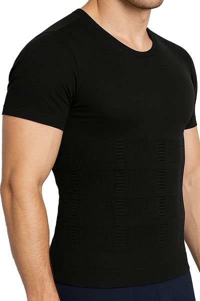 elilom Men's Corset Tank Top Chest Gynecomastia and Belly Shaper Abdominal Tightening Fit Appearance Short Sleeve