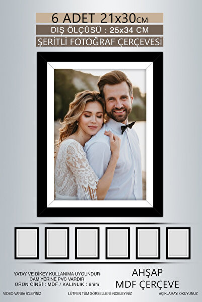 Bytwo 6 Pieces 21X30 Frame - Black and White Striped Frame - A4 Frame - Diploma Frame with Pvc