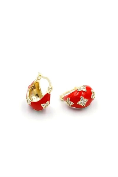 PRATİKOBA Enameled Bag Earrings - Red