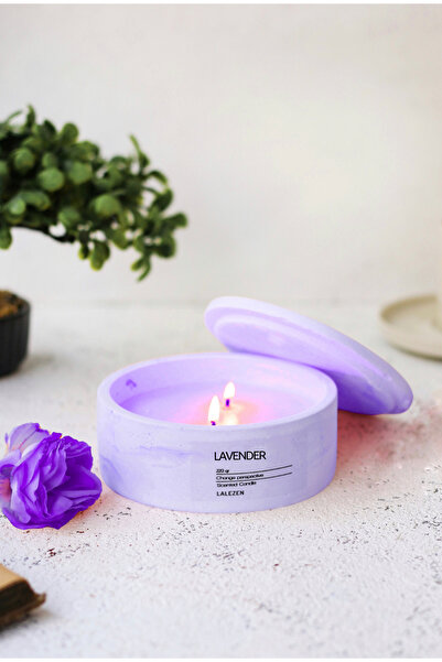 LALEZEN HOME Dekoratif Kapaklı Renkli Beton Mumlar